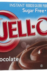 Jell-O Instant Sugar Free Chocolate Pudding box showcasing low-calorie dessert option.